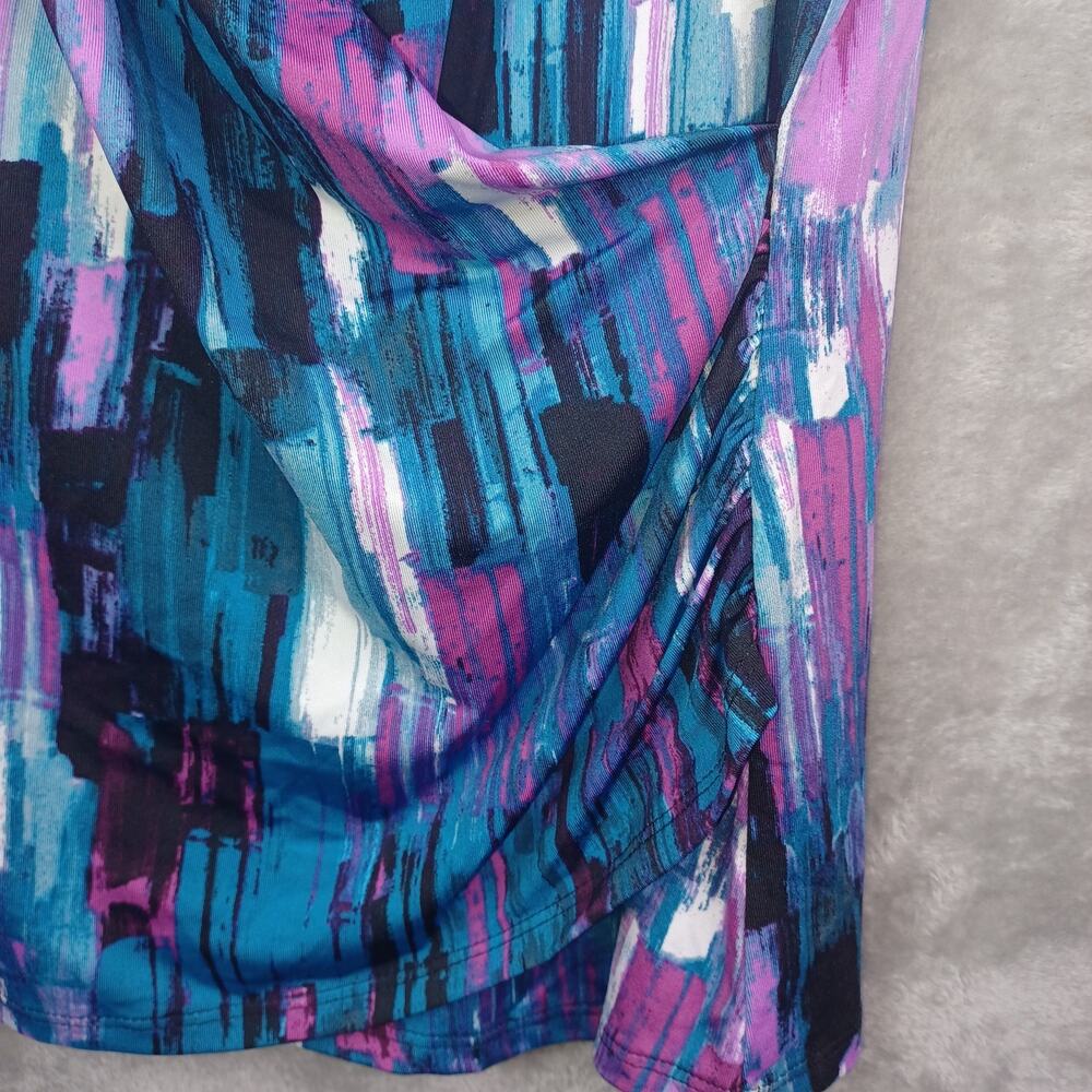 Melissa Paige Women's Cap Sleeve Wrap Top Size L Artsy V-neck Stretch Career New - Picture 5 of 11